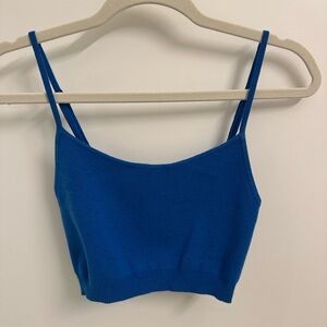 Aritzia Babaton Blue Knit Cropped Tank Top